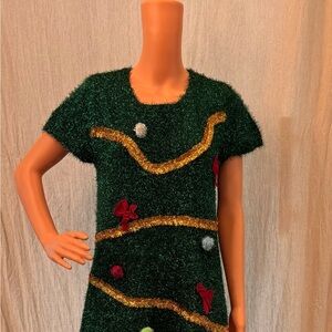 Festive Green and Gold Women's Dress